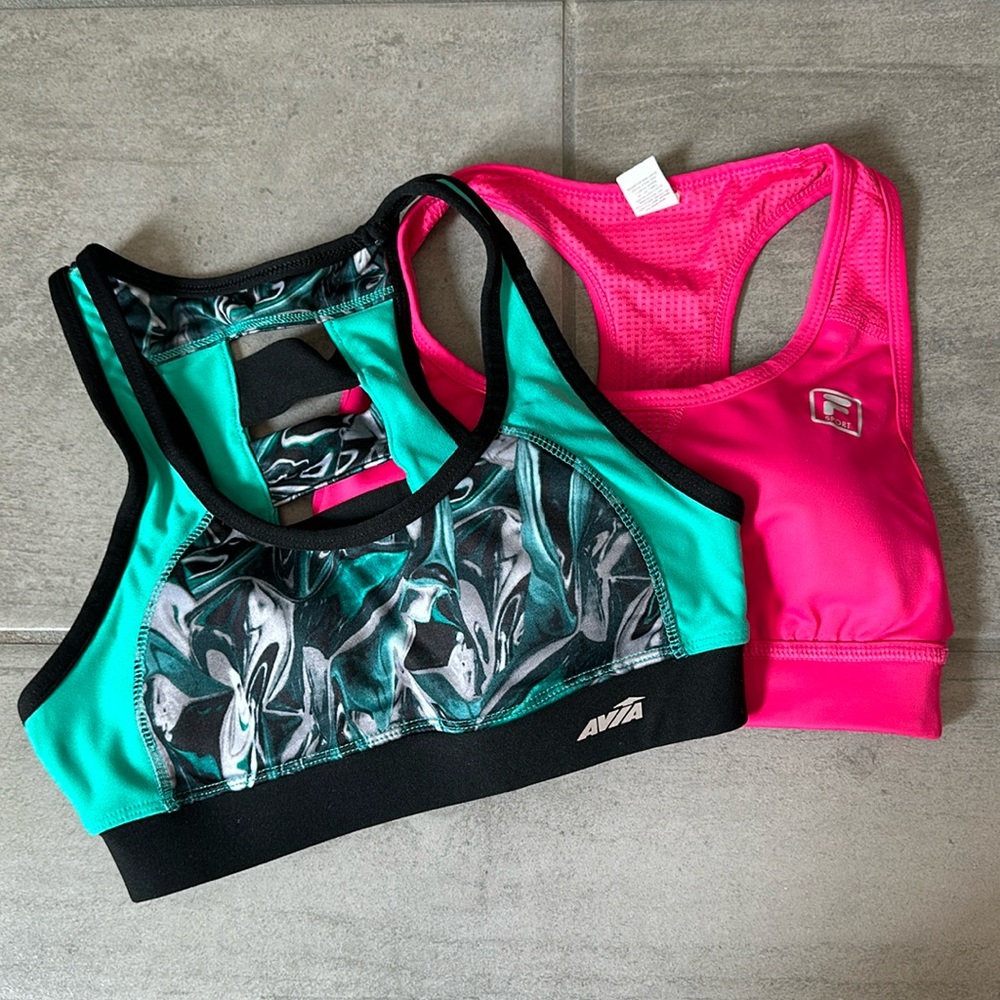 2 Sports bra, XS. Fila and Avia.